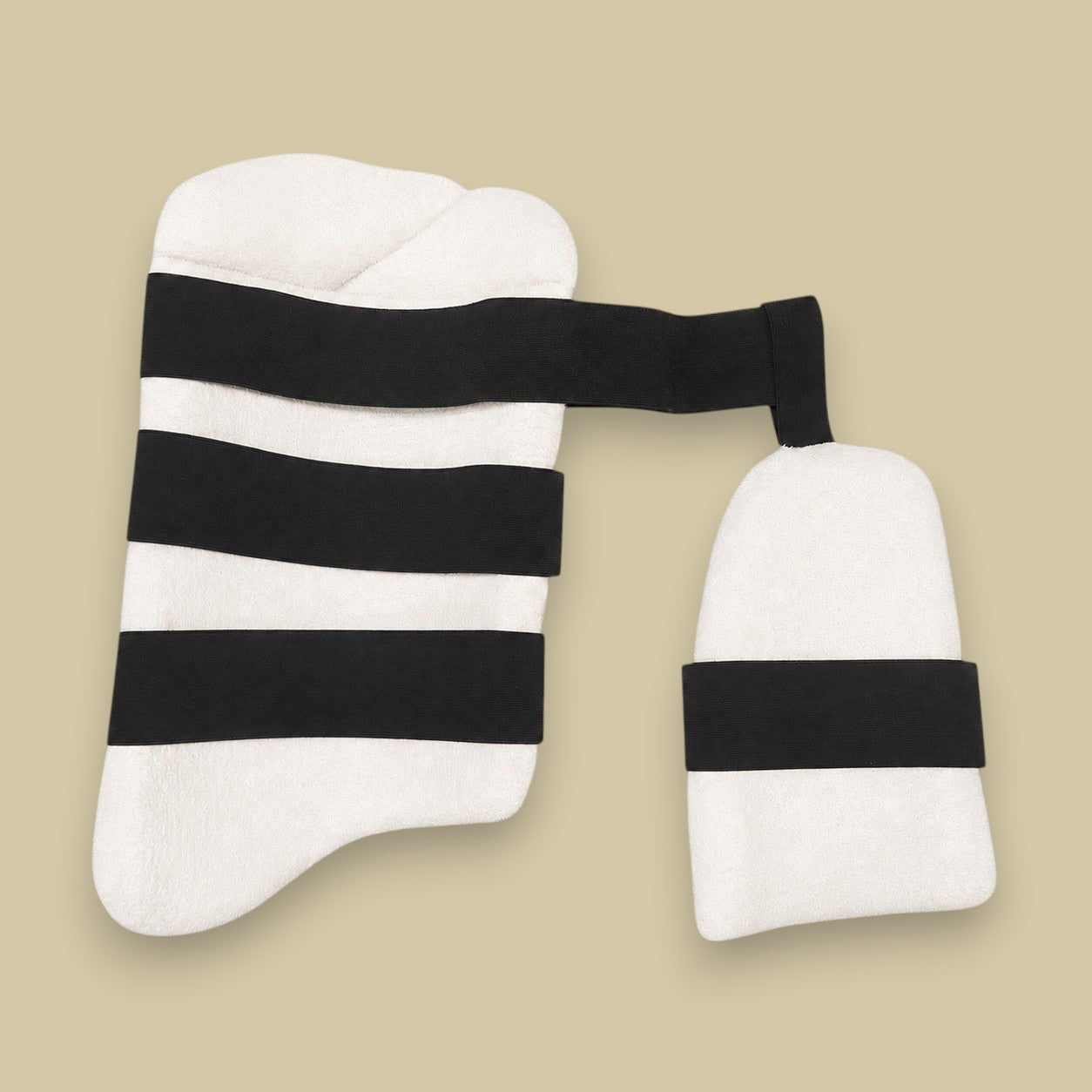 Cricket House Moonwalkr adult cricket thigh pad with integrated dual-guard design and adjustable black straps