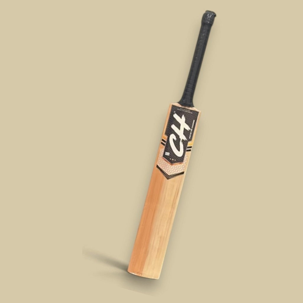 Cricket House Monster English willow cricket bat with a powerful profile, thick edges, and black handle grip.