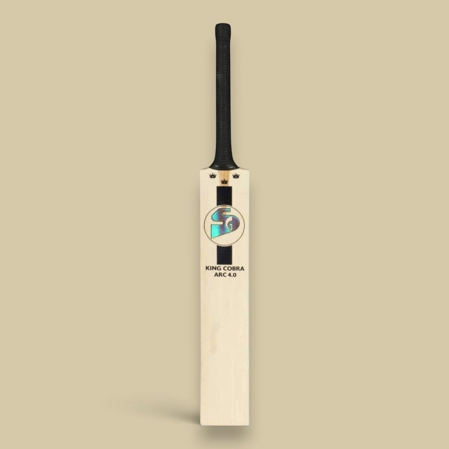 Cricket House SG King Cobra Arc 4.0 English willow cricket bat with a black handle and professional design.