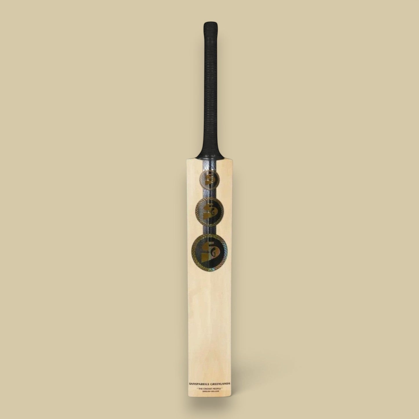 Cricket House SG King Cobra Arc 4.0 English willow cricket bat with black handle and gold branding details.